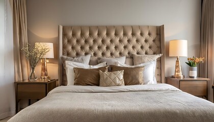 Cozy and stylish bedroom with a tufted headboard