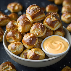 pretzel bites and dipping sauce