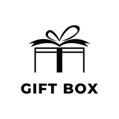 gift box with ribbon logo design concept idea simple and clean