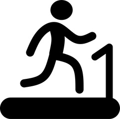 A person aa stickman using a treadmill at silhouette black filled Illustration icon