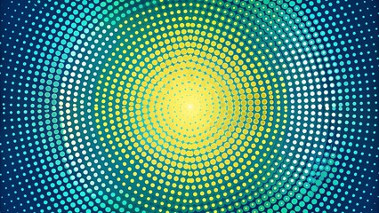 Fototapeta premium Abstract Circular Pattern of Yellow and Blue Circles with a White Glow in the Center