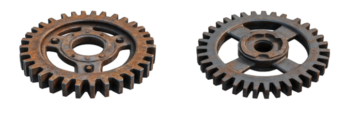 Various collection Machine Gears, wheels isolated on transparent background