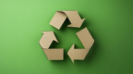 Cardboard Recycling Symbol on Green Background