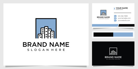 Abstract square building logo design concept