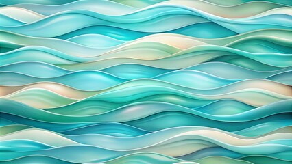 Fototapeta premium Abstract Sea of Shimmering Swells, a Pattern of Fluid and Textured Curves in a Spectrum of Turquoise Hues
