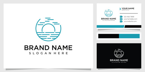 Landscape sea and sun logo design inspiration