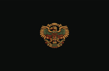 Mayan eagle bird totem style logo design vector