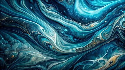 Obraz premium A Symphony of Swirling Hues, Interwoven with Glittering Specks of Gold, Evoking a Serene and Cosmic Dance