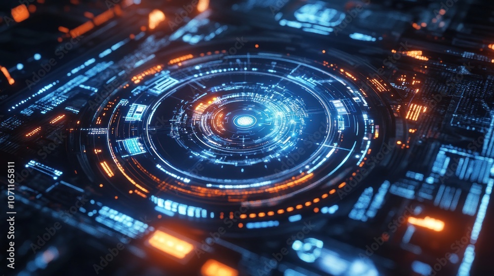 Poster futuristic hud interface. abstract technology background. 3d rendering - generated ai