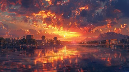 Golden Sunset Over Ancient City
