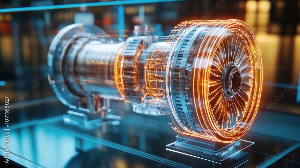 Aufkleber 3d rendering of an electric motor in a modern science laboratory. - generated ai