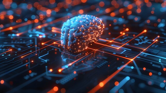 Concept of artificial intelligence and machine learning with detailed neural circuits and quantum computing elements