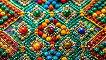 Fototapeta premium A tapestry of vibrant beads, each with a unique luster, creates a dazzling mosaic of color and texture.