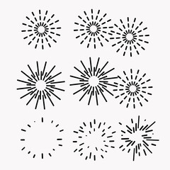 doodle fireworks collection party in hand drawing style