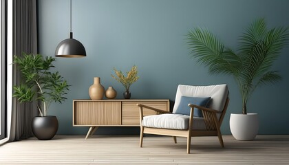 Interior of living room with armchair 3d rendering