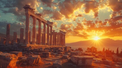 Obraz premium Ancient Ruins at Sunset