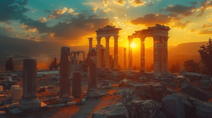 Ancient Ruins at Sunset