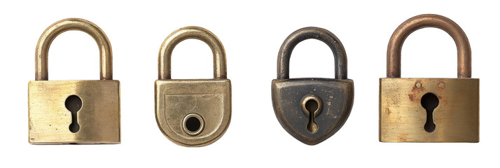 Collection of Padlock isolated on transparent background