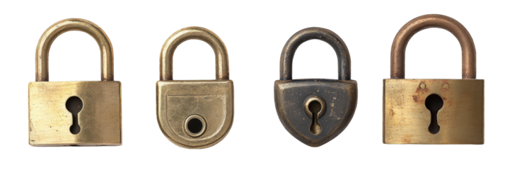Collection of Padlock isolated on transparent background