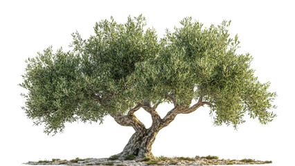 Big olive tree isolated on transparent background