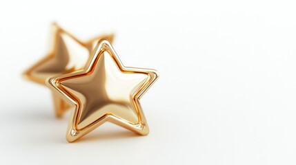 Obraz premium Gold star icon, isolated and polished with a reflective finish, 3D view on a white background.
