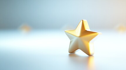 Obraz premium Gold star symbol, isolated and glossy, centered on a clean white background in 3D.