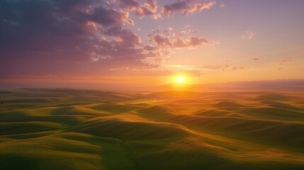 Golden Hour over Rolling Hills