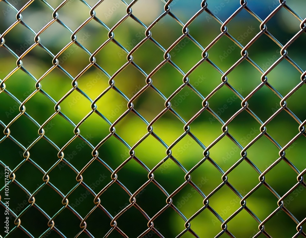 Wall mural rusty chain link metal wired mesh fence texture pattern macro closeup background