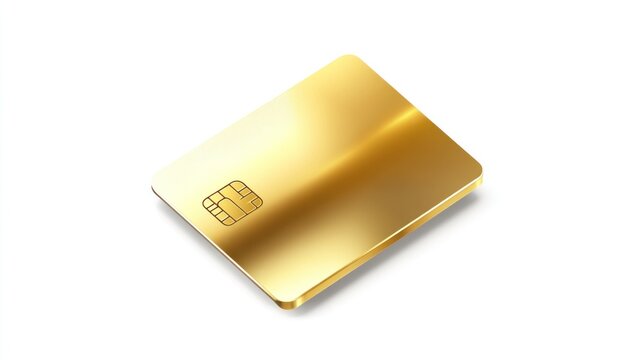 Isolated gold card icon with a polished and shiny surface, centered on a clean white background.