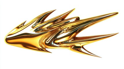 Polished and reflective gold lightning icon in 3D, isolated on white, with a clean, sleek finish.