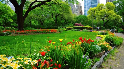 Stunning City Garden Scenes - Unveiling the Tranquil, Lush, and Colorful World of Urban Gardens. From the Manicured Lawns to the Blooming Flower Beds, and the Serene Pathways Amidst the Greenery