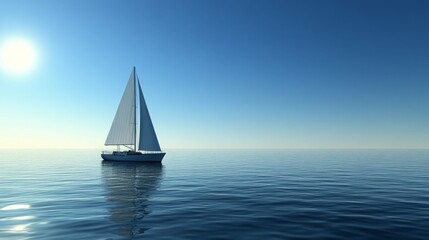 Obraz premium Sailboat on a calm sea with a bright blue sky.