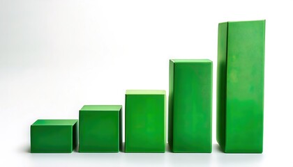 Vertical bar chart or graph with rectangular bars with heights or lengths proportional to the values that they represent. Green arrows getting larger indicate a stock market bull run trajectory