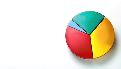 Pie or circle graph which is divided into slices to illustrate numerical proportion. In a pie chart, the arc length of each slice is proportional to the quantity it represents. Isolated on white