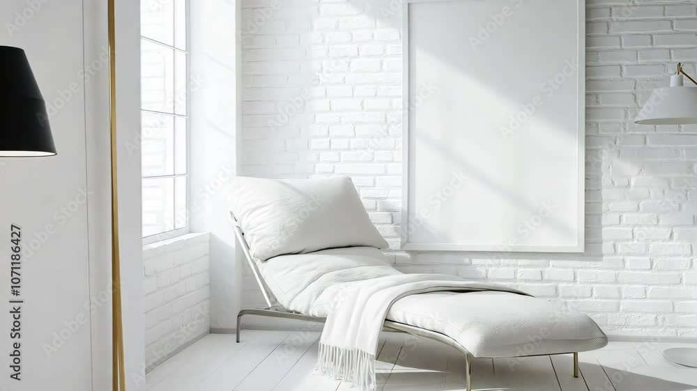 Poster modern minimalist mockup of an empty room with blank frame
