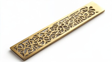 Elegant gold bookmark with intricate design, isolated on white, perfect for book lovers