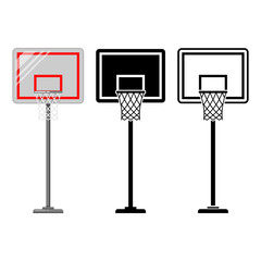 Basketball Hoop and Stand Vector Illustration. Set Flat Cartoon Icon Collection, Isolated on White Background, Editable and Scalable EPS for Logos, Icons, and Sports Graphics © Muhammad Nashieh