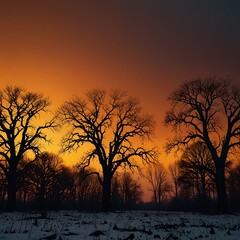 Naklejka premium sunset in the snow
