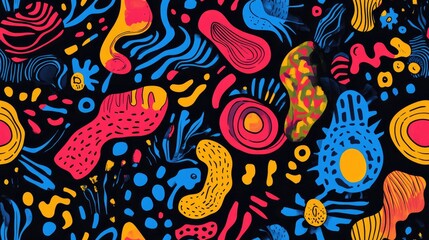Naklejka premium Cool abstract pattern featuring vibrant colors and unique shapes ideal for modern wallpaper and textile design