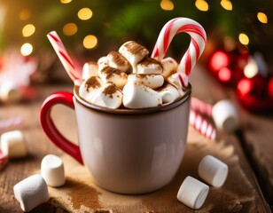 Warm Mug of Hot Chocolate for Christmas
