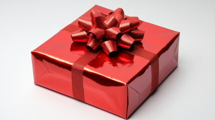 Obraz premium Red Gift Box with Shiny Bow