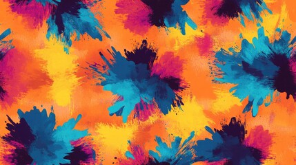 Seamless pattern of vibrant ink splashes creating an artistic and dynamic design