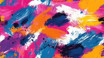 Seamless pattern of brushed painted abstract background with vibrant colors and expressive strokes ideal for textile design and home decor
