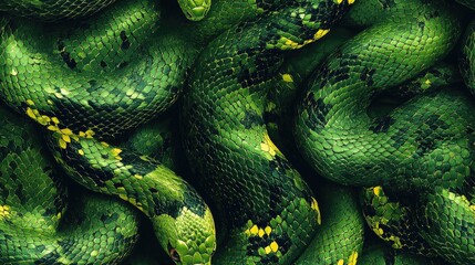 Obraz premium Seamless snake print pattern featuring vibrant green reptile texture perfect for fashion and interior design applications