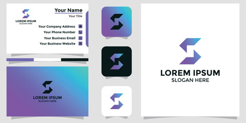 letter S design logo and branding card