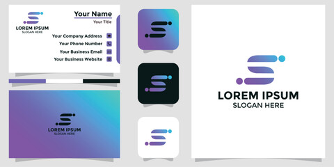 letter S design logo and branding card