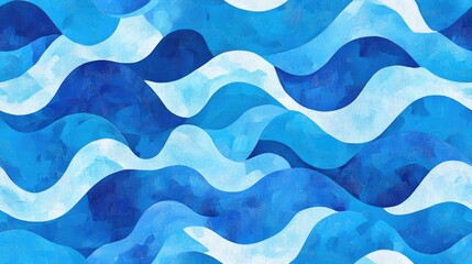 Fototapeta premium Colorful blue wavy texture seamless pattern abstract acrylic art design