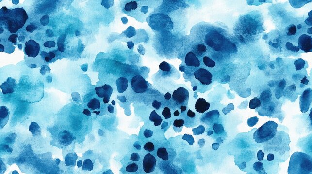 Seamless artistic pattern featuring watercolor textured turquoise and blue animal skin design for fabric or wallpaper use