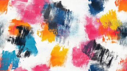 Seamless pattern featuring white artist walls adorned with vintage brush strokes watercolor art and ethnic tie dye for creative design projects