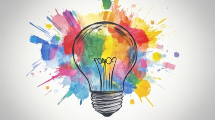 Colorful Light Bulb Concept  Creativity  Inspiration  Idea  Innovation  Watercolor